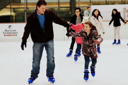 溜冰鞋, 冰, 父女, 溜冰场, 家庭, 英格兰, 伦敦
