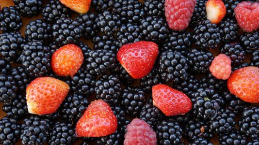 黑莓, 草莓, 软的水果, 覆盆子, 夏季, 甜, 成熟
