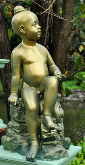 雕塑, 公园雕塑, 度假, 旅程, 旅游, 泰国, 岩石上的男孩雕塑