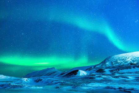 冰川, 奥罗拉, 晚上, 雪, 北极, 自然, 极光