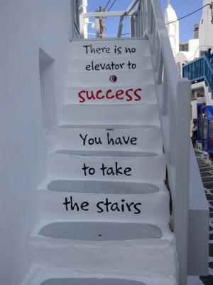 楼梯, 灵感, 成功, 米科诺斯岛, 希腊, 动机, 爬上