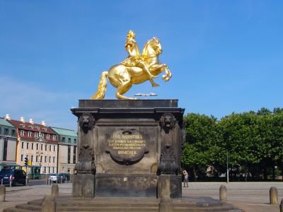 德累斯顿, 具有里程碑意义, 感兴趣的地方, 骑马雕像, 黄金, 金黄车手, 雕像
