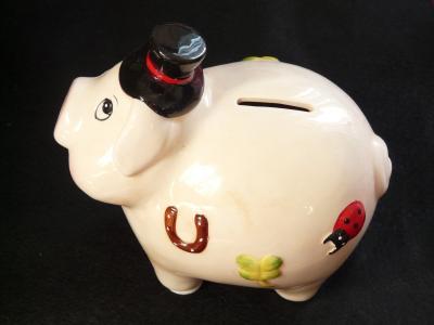 猪, 储蓄银行, 油缸, 马蹄形, 粉色, 保存, 运气