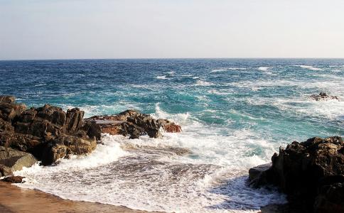 布拉瓦海岸, 海, 地中海, 蓝色, 海滩, 岩石, calella
