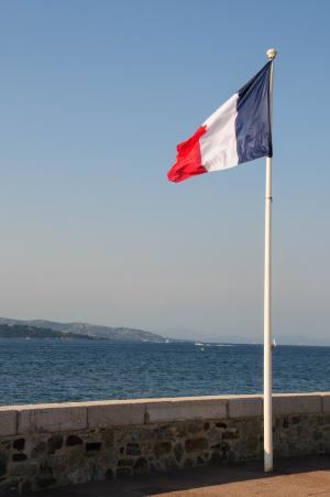 法国, 国旗, 凯, 海, 海岸
