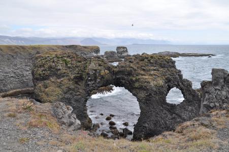 冰岛, 熔岩, 海滩, 水, 岩石, 黑色的石头, 侵蚀