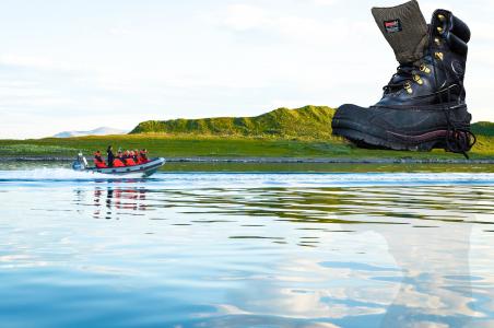 山地鞋, 徒步旅行鞋, 徒步旅行, 乘船游览, 照片蒙太奇, 斯匹次卑尔根群岛, 北大西洋
