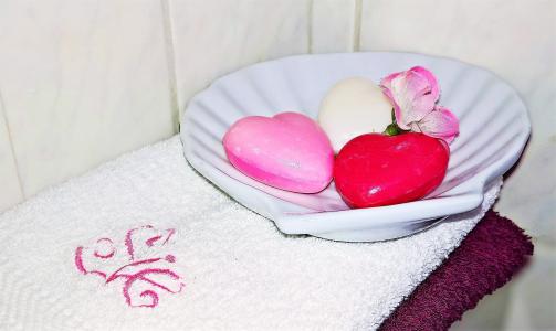 肥皂, 客人肥皂, 心, 肥皂碟, 壳, 客人的手毛巾, 手洗