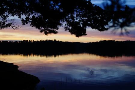 abendstimmung, 日落, 湖, 瑞典, förjön 湖, 田园, 傍晚的天空