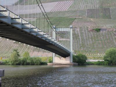 桥梁, 悬索桥, wehlen, bernkastel, mosel 桥, 河, 桥梁施工