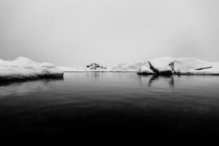 黑白, 感冒, 冰, 冰山, 冰岛, jökulsárlón, 湖