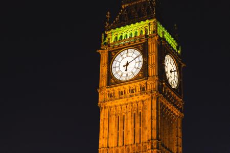 大笨钟, 时钟, 钟塔, 著名的地标, 伦敦, 晚上, 时间