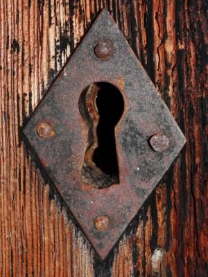 锁孔入路, 锁, 门, 木材-材料, 老, 生锈, 挂锁