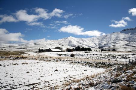 南非, 东开普省, 山脉, 雪, 冬天, 高峰, 农家别墅