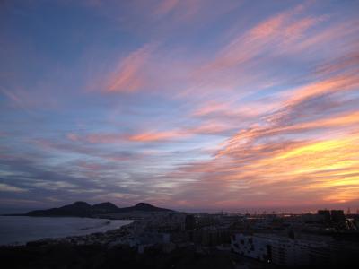 大加那利岛, 天空, 黎明, 全景图市, 半岛, 小岛, 海