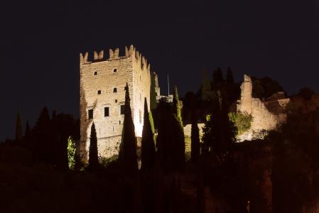 城堡, 意大利, 老, 阿, 晚上, 晚上张照片