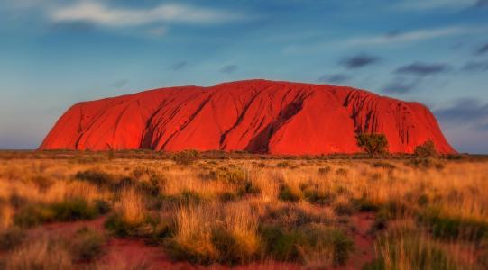 乌卢鲁, 澳大利亚, 独石, 红色, 自然, 户外, 景观