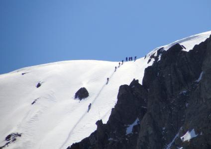 山脉, 攀爬, 滑雪者, 高度, 冬天, 雪, 返回页首