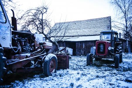 拖拉机, 雪, 冬天, 车辆, 机器, 设备, 农业