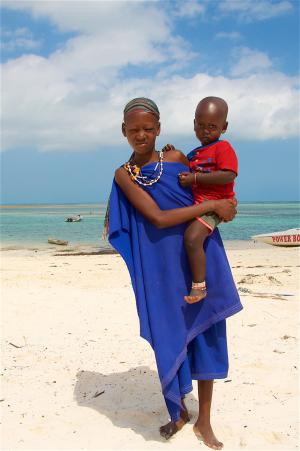 带小孩的妇女, 海滩, 桑给巴尔岛, 孩子们, 非洲, 宝贝, 海洋