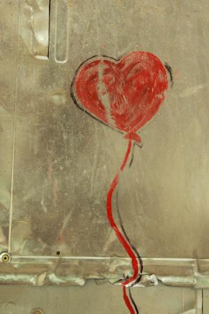 红心气球画, 街头艺术, 金属, 艺术, 爱, 心的形状, 浪漫