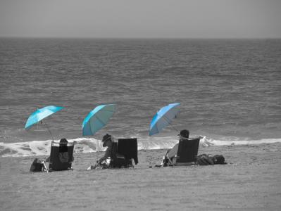 海滩, 遮阳, 日光浴, 阳伞, 度假, 假期, 海洋