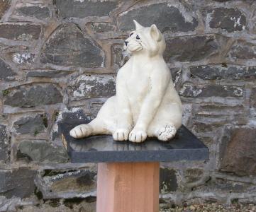 猫, 雕像, 石头, 墙上, 图
