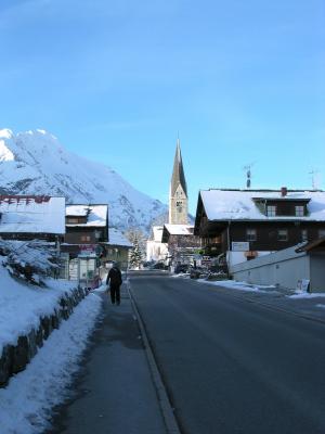mittelberg, kleinwalsertal, 奥地利, 村街, 教会, morgenstimmung, 冬天