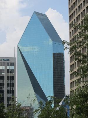 玻璃幕墙, 办公大楼, 市中心, 箭头, 建筑, 达拉斯, 德克萨斯州