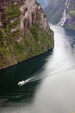 geirangerfjord, 挪威, 邮政船路线, 游轮, 峡湾