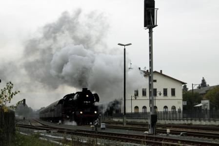 蒸汽火车, 特别过境, oelsnitz, 铁路, 蒸汽机车, 怀旧, 吸烟