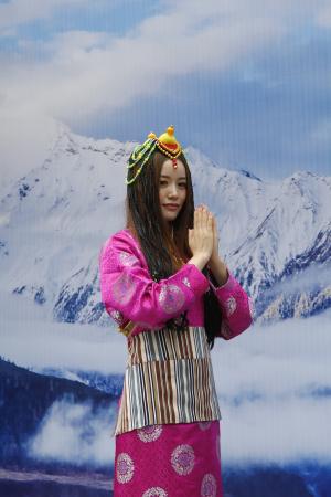 雪山, 美, 祷告, 亚洲, 传统服装, 女人, 模型