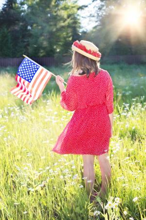 七月四号, 美国国旗, 漂亮的女人, 美国, 爱国, 庆祝活动, 假日