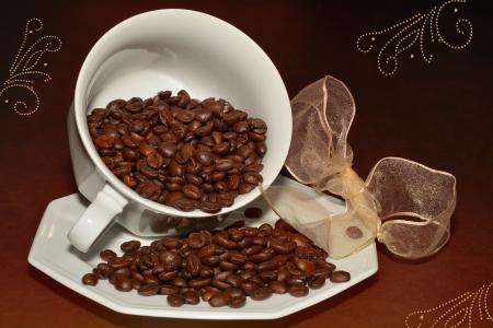 咖啡豆, 烤, 咖啡杯, 杯, 咖啡, 咖啡因