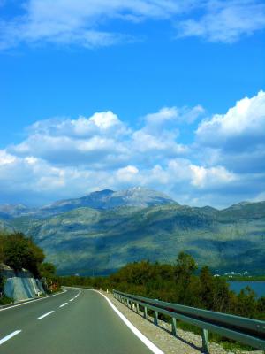 道路, 山, 阿尔巴尼亚, 天空, 云彩