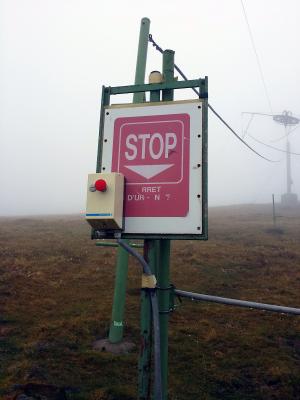 按钮, 停止, 雾, 滑雪站, 标志