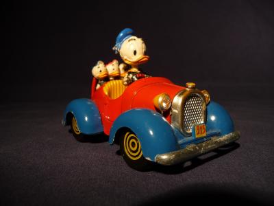 唐老鸭, 玩具, 玩具车, 古董, 收集, 红色, 蓝色