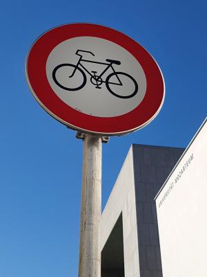 自行车禁令, 交通标志, 路牌, 路标, 标志, 蓝色