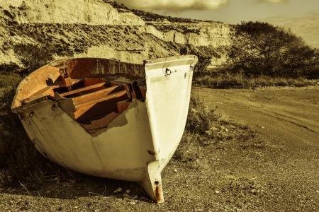 小船, 风化, 年龄, 被遗弃, 破碎, 海滩, 景观