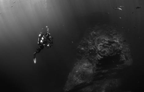 深海潜水, 潜水员, 跳水, 水下, 水, 海, 海洋