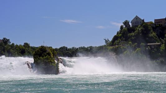 瀑布, 莱茵河瀑布, 瑞士, 水, 自然, 河