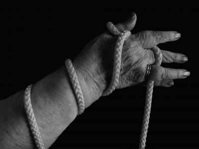 手, 绳子, 抓到, 绑定, 女人, 老, 年龄