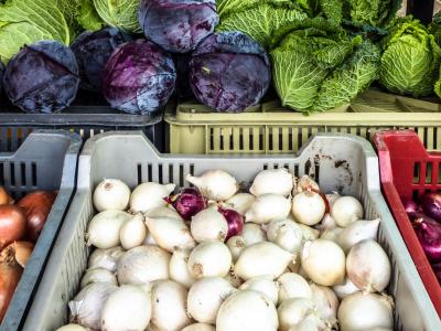 市场, 洋葱, 白菜, 蔬菜, 植物, 食品, 秋天