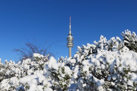 慕尼黑, 冬天, 广播电视塔, 雪