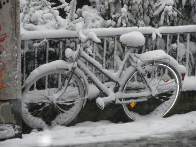 雪, 冬天, 自行车, 大雪封门, 低温, 天气, 暴雪