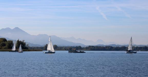 景观, 基姆, 湖, 蓝色, 水, 船舶, 小船