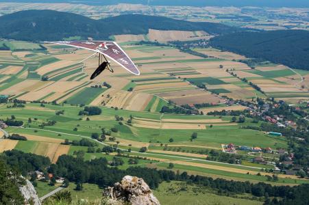 悬挂滑翔机, 体育, 景观, 飞, 山, 自然