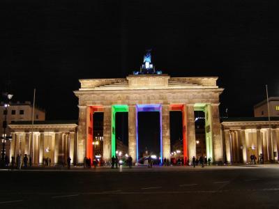 勃兰登堡门, 柏林在晚上, 柏林, 城市灯, 艺术