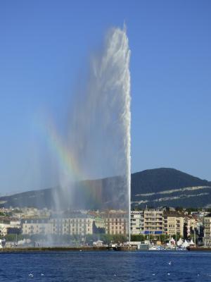 水射流, 日内瓦, 湖, 彩虹, 喷泉, 水