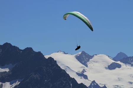 滑翔伞, 飞, 滑翔伞, 伯纳, 伯尔尼高地, 阿尔卑斯山, 山脉